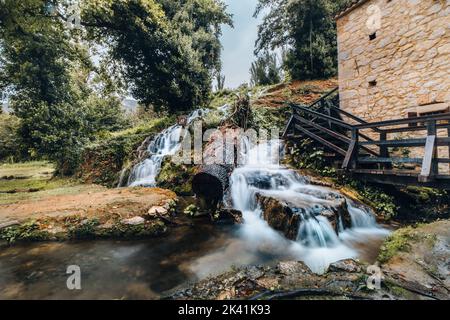 Beautiful Roški Slap Waterfall on the Krka River - Dalmatia Croatia, Europe. Fantastic scene of Krka National Park in September Stock Photo