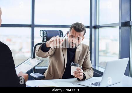 businessman analyzing a financial document. close up. Stock Photo