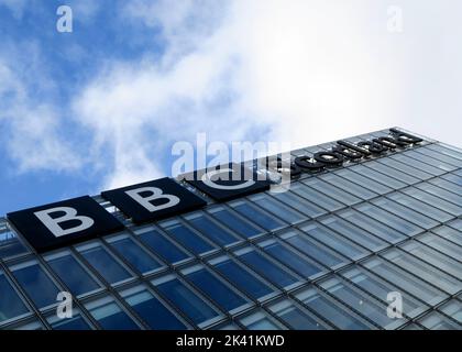 BBC Scotland & BBC ALBA building and studios, 40 Pacific Quay, Glasgow, Scotland, UK, G51 1DA Stock Photo