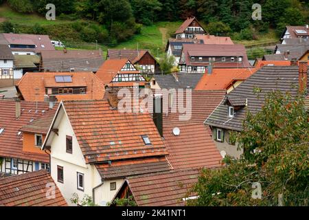 House roofs in Reichental (part of Gernsbach) in Northern Black Forest, Rastatt District, Germany Stock Photo