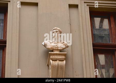Statue of Roman Emperor Augustus inside Peles Castle Stock Photo
