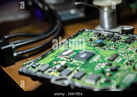 Car Ecu Detail with visible components Stock Photo - Alamy