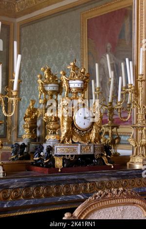 Editorial only - Versailles, France - Mechanical clock at Versailles Palace ( Chateau de Versailles ). It was added to the UNESCO list of World Herita Stock Photo