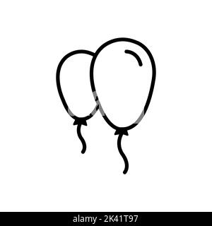 Vector illustration of two balloons icon, use black color with line design style, editable stroke Stock Vector