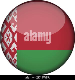 belarus Flag in glossy round button of icon. belarus emblem isolated on white background. National concept sign. Independence Day. Vector illustration Stock Vector