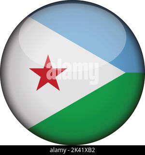 djibouti Flag in glossy round button of icon. djibouti emblem isolated on white background. National concept sign. Independence Day. Vector illustrati Stock Vector