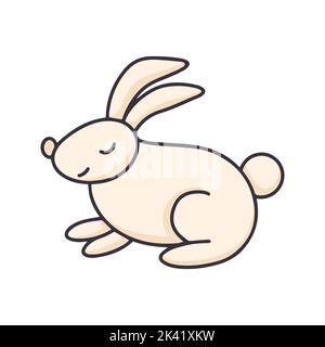Cute bunny cartoon clipart. Hare isolated vector illustration. Domestic rabbit drawing Stock Vector