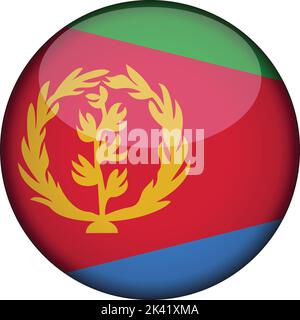 eritrea Flag in glossy round button of icon. eritrea emblem isolated on white background. National concept sign. Independence Day. Vector illustration Stock Vector