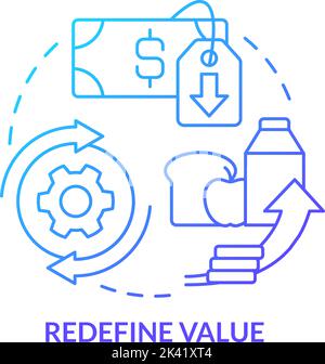 Redefine values blue gradient concept icon Stock Vector