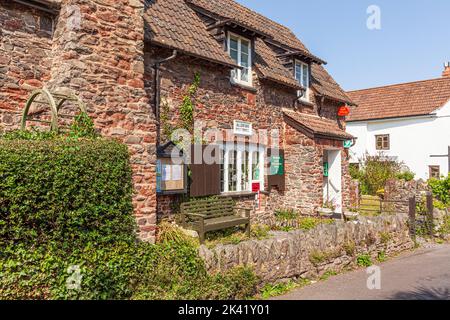 The traditional stone  Post Office in the village of Allerford in Exmoor National Park, Somerset UK. Stock Photo