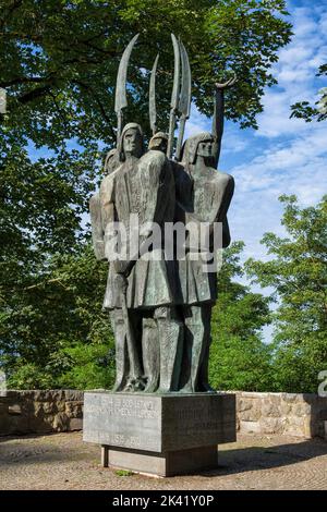 Monument to the Peasant Revolts in Ljubljana, Slovenia, bronze sculpture by Stojan Batič, erected in 1974 to mark the 500th anniversary of the peasant Stock Photo