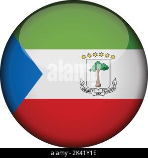 equatorial guinea Flag in glossy round button of icon. equatorial guinea emblem isolated on white background. National concept sign. Independence Day. Stock Vector