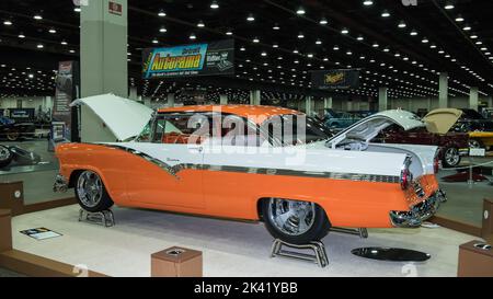 DETROIT, MI/USA - March 1, 2019: A 1956 Ford Victoria restoration, on display at the Detroit Autorama. Stock Photo