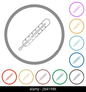 Digital thermometer outline flat color icons in round outlines on white background Stock Vector
