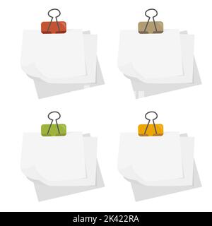 Realistic lined sticky notes with clip binder and adhesive tape. Blank ...