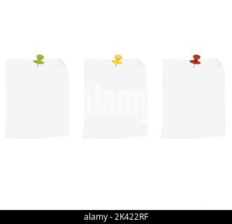 Realistic lined sticky notes with clip binder and adhesive tape. Blank ...