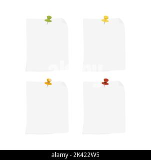 Realistic lined sticky notes with clip binder and adhesive tape. Blank ...