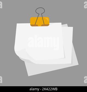 Realistic lined sticky notes with clip binder and adhesive tape. Blank ...