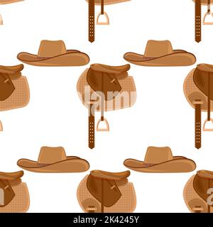 General Grey Saddle Isolated on White Background. Seamless Patten Stock Vector