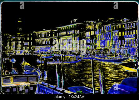 Grand Canal, Venice, digitally altered picture, Italy Stock Photo