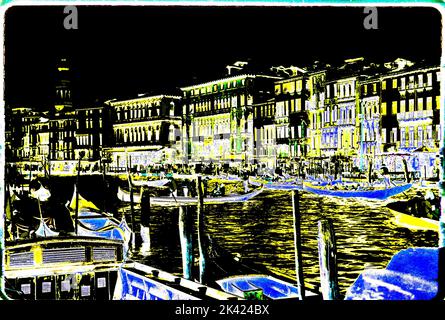 Grand Canal, Venice, digitally altered picture, Italy Stock Photo