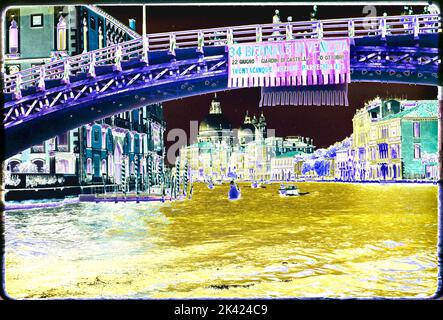 Grand Canal, Venice, Ponte Rialto, digitally altered picture, Italy Stock Photo