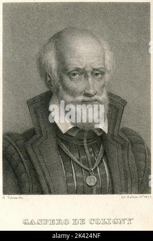 Portrait of French Admiral Gaspard II de Coligny, 1800 ca. Stock Photo
