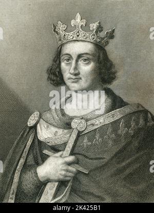 Portrait of King of France Louis IX, aka Saint Louis, 1800 ca. Stock Photo