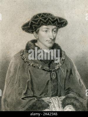 Portrait of Charles VII, King of France, 1800 ca. Stock Photo