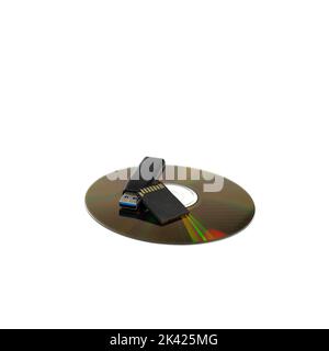Various digital storage media against white background Stock Photo