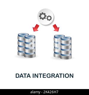 Data Integration icon. 3d illustration from data science collection. Creative Data Integration 3d icon for web design, templates, infographics and Stock Vector