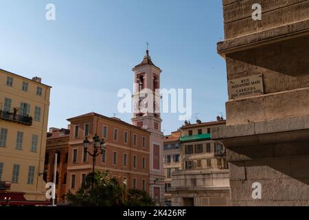 Tour de l'Horloge (Clock tower). By architect Bernardo Spinetta (or Spinelli). 18th cent. Neoclassical style. Nice. Alpes-Maritimes Dep. Provence-Alpe Stock Photo