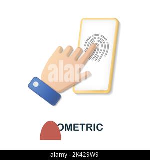 Biometric icon. 3d illustration from cybercrime collection. Creative Biometric 3d icon for web design, templates, infographics and more Stock Vector