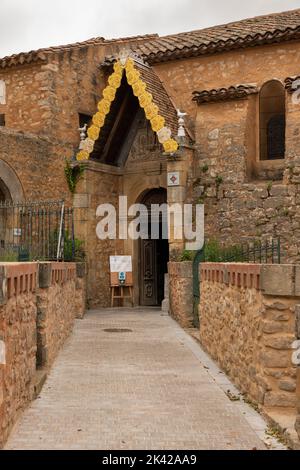 Saint Mary Magdalene church. Rebuilt several times from 8th century. Just some Romanesque pillared arcades on the north side of the apse survived from Stock Photo