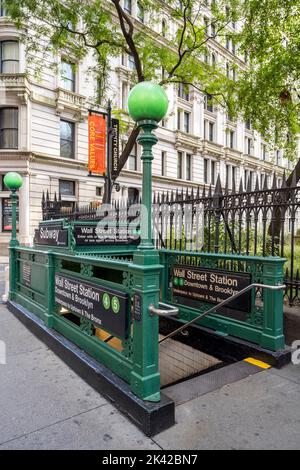 Entrance to wall street subway station new york city new york USA Stock ...