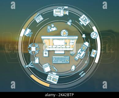 Videographer profession detailed illustration for promotional poster. Stock Vector