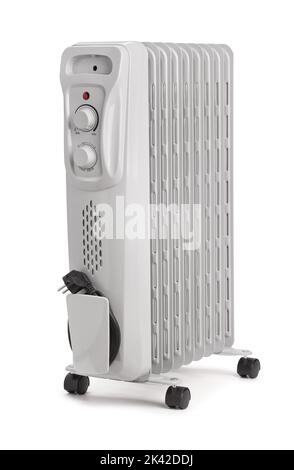oil radiator heater path isolated on white Stock Photo