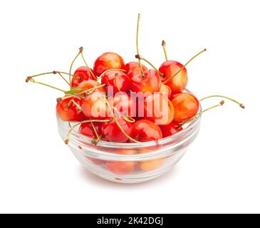 red yellow cherries path isolated on white Stock Photo