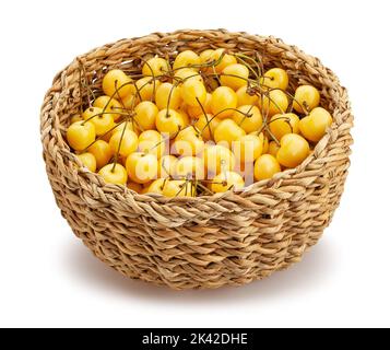 yellow cherry path isolated on white Stock Photo