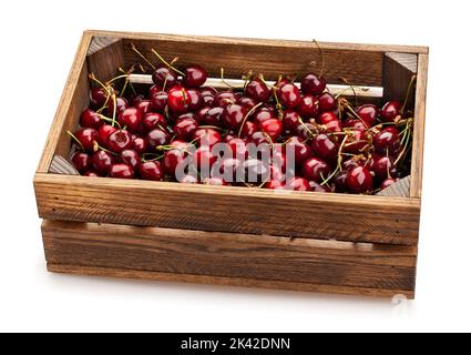 red cherries path isolated on white Stock Photo