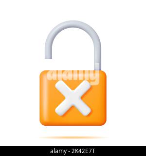 3D Unlocked Padlock Isolated Stock Vector