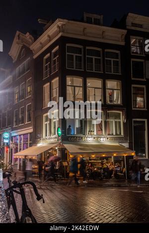 Cafe / Bar at night, Amsterdam, The Netherlands Stock Photo