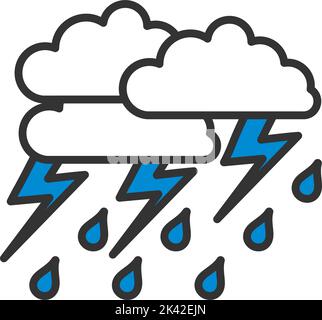 Thunderstorm Icon. Editable Bold Outline With Color Fill Design. Vector Illustration. Stock Vector