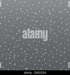 White falling snow on transparent background Stock Vector