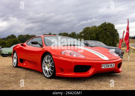 Ferrari 360 Challenge Stradale ‘FC04 HLE’ on display at the Salon Privé Concours d’Elégance motor show held at Blenheim Palace Stock Photo