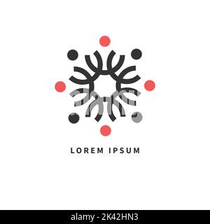 Community logo, round business sign. Unity of people, abstract company icon. People united concept Stock Vector