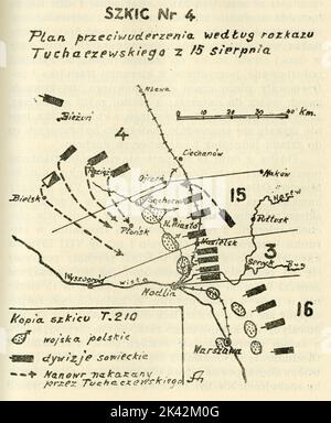 CUD NAD WISLA. MAPA. SZKIC NUM 4. PLAN PRZECIWUDERZENIA WEDLUG ROZKAZU TUCHACZEWSKIEGO Z 15 SIERPNIA Stock Photo