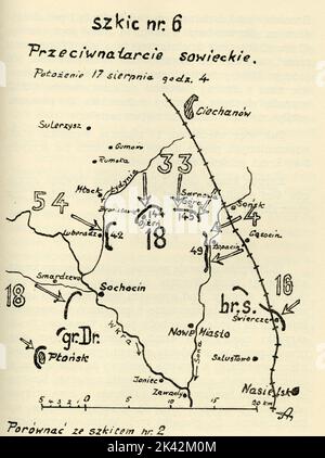 CUD NAD WISLA. MAPA. SZKIC NUMER 6. PRZECIWNARARCIE SOWIECKIE. POLOZENIE 17 SIERPNIA GODZINA 4 Stock Photo