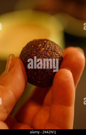 delicious tasty traditional Chocolate swedish balls. Traditional fika. Stock Photo