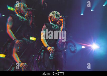 American rapper and singer Iann Dior performs live at Mediolanum Forum ...